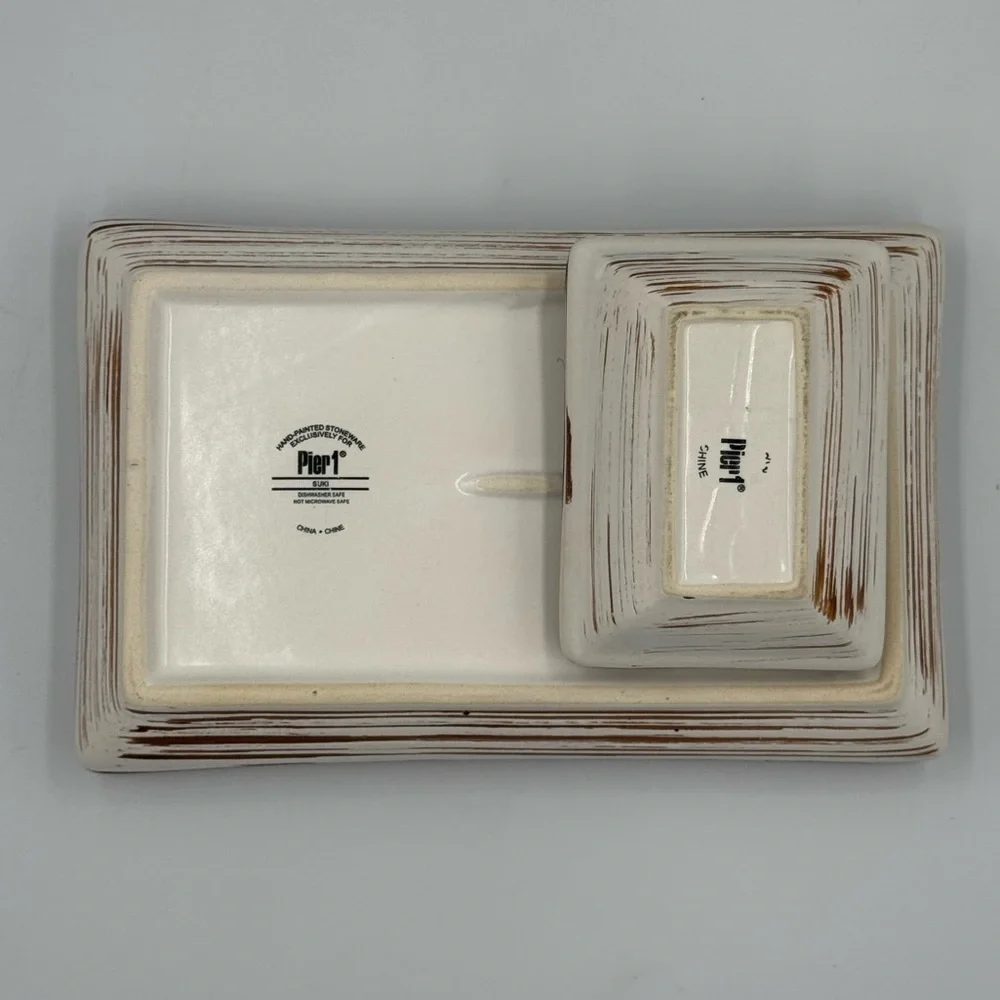 Vintage Pier 1 Ceramic “Suki” Sushi Serving Set for 2